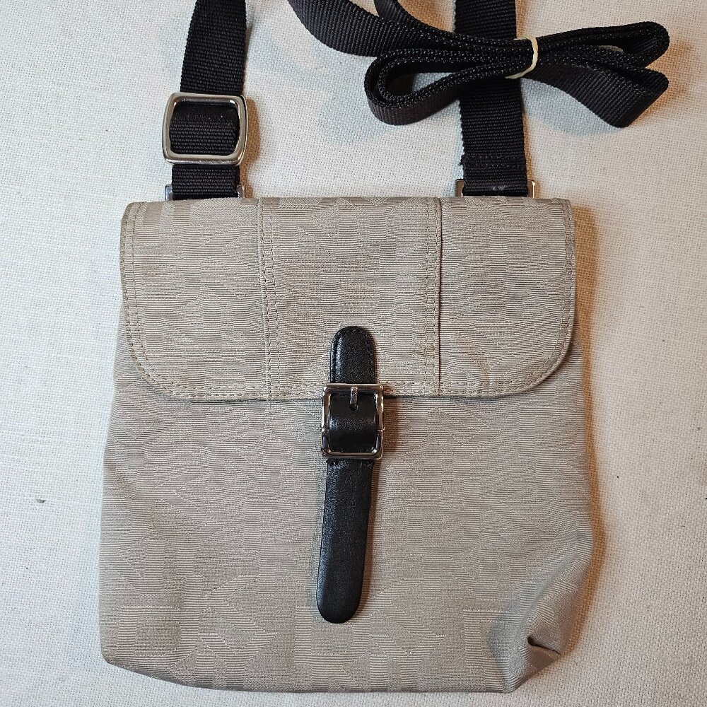 DKNY Beige Monogram Satchel Shoulder Strap Bag